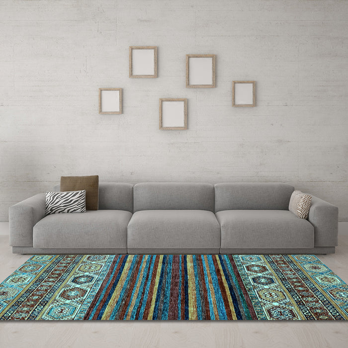 Machine Washable Abstract Light Blue Modern Rug in a Living Room, wshabs559lblu
