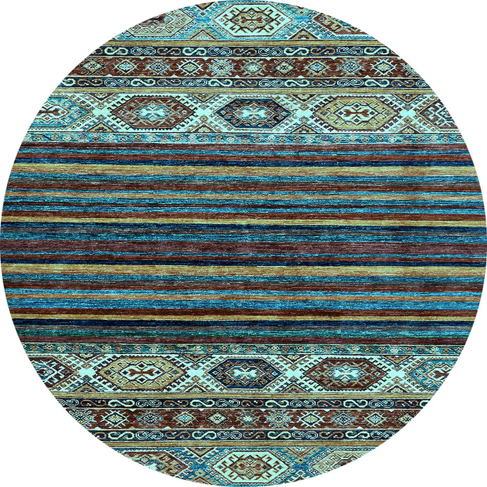 Round Abstract Light Blue Modern Rug, abs559lblu
