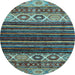 Round Abstract Light Blue Modern Rug, abs559lblu