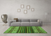 Machine Washable Abstract Green Modern Rug, wshabs559grn