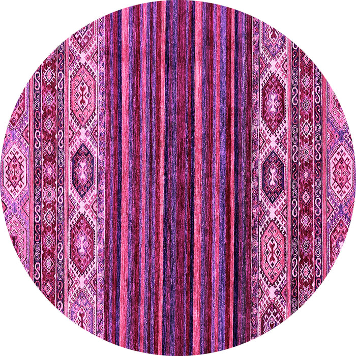 Round Machine Washable Abstract Pink Modern Rug, wshabs559pnk