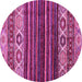 Round Machine Washable Abstract Pink Modern Rug, wshabs559pnk