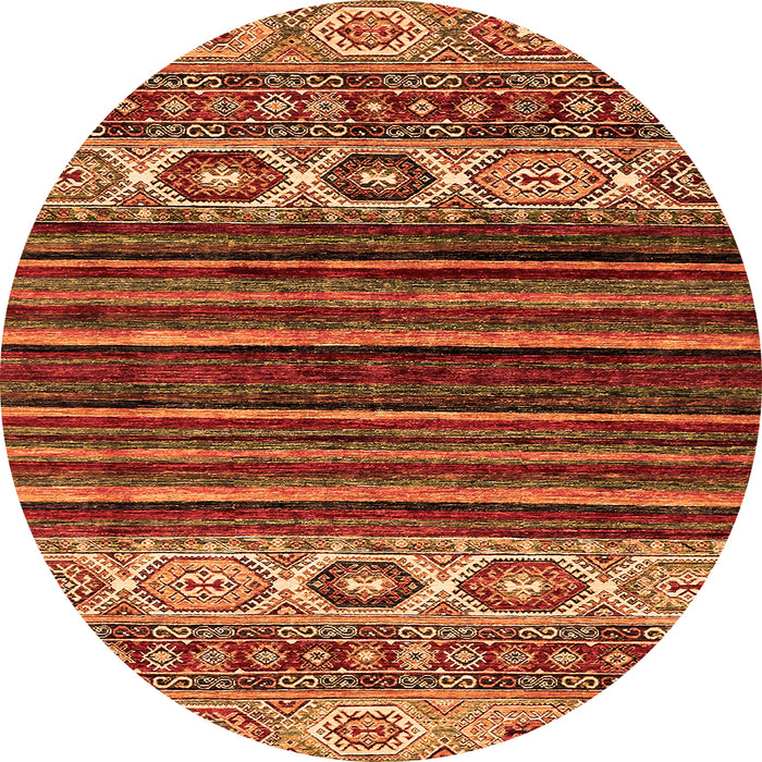 Round Machine Washable Abstract Orange Modern Area Rugs, wshabs559org