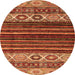 Round Machine Washable Abstract Orange Modern Area Rugs, wshabs559org