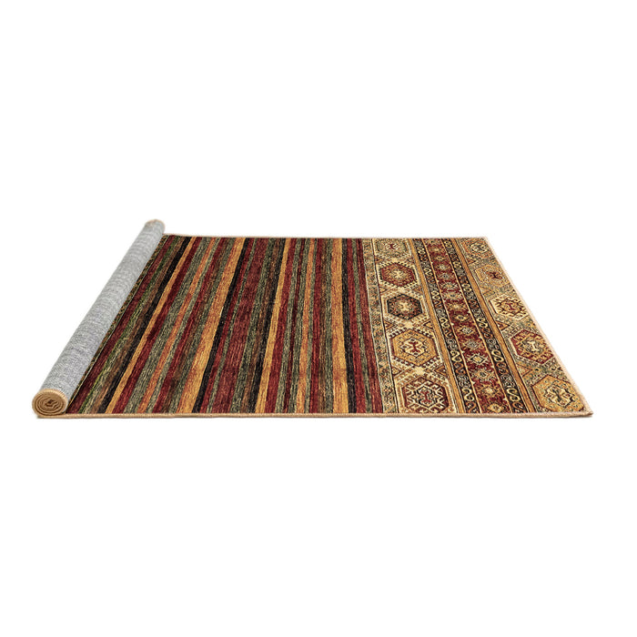 Sideview of Machine Washable Abstract Brown Modern Rug, wshabs559brn