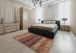 Abstract Saffron Red Modern Rug in a Bedroom, abs559