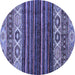 Round Machine Washable Abstract Blue Modern Rug, wshabs559blu