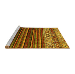 Sideview of Machine Washable Abstract Yellow Modern Rug, wshabs559yw