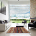 Square Abstract Saffron Red Modern Rug in a Living Room, abs559