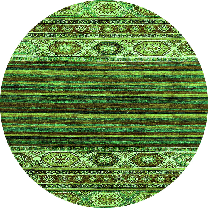 Round Machine Washable Abstract Green Modern Area Rugs, wshabs559grn