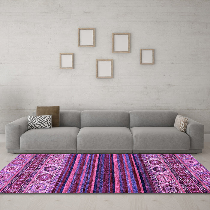 Machine Washable Abstract Purple Modern Area Rugs in a Living Room, wshabs559pur