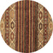 Round Abstract Brown Modern Rug, abs559brn