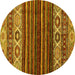 Round Abstract Yellow Modern Rug, abs559yw