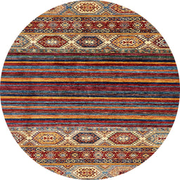 Round Abstract Saffron Red Modern Rug, abs559