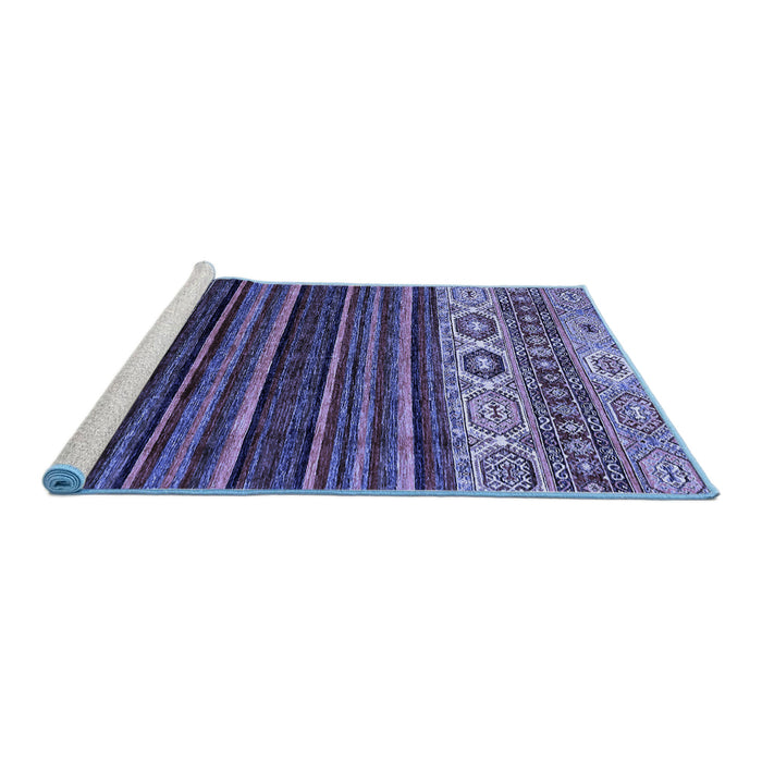 Sideview of Machine Washable Abstract Blue Modern Rug, wshabs559blu