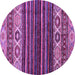 Round Machine Washable Abstract Purple Modern Area Rugs, wshabs559pur