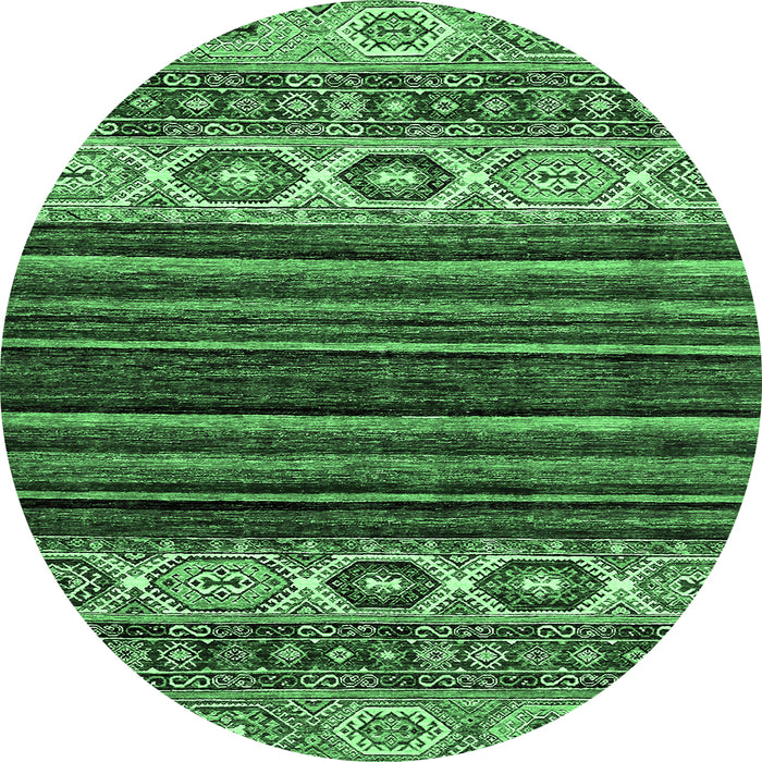 Round Abstract Emerald Green Modern Rug, abs559emgrn