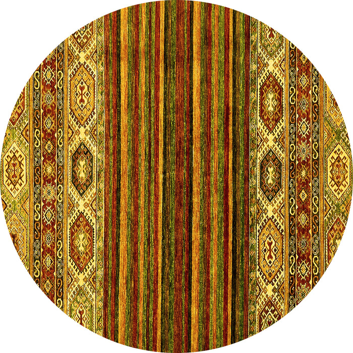 Round Machine Washable Abstract Yellow Modern Rug, wshabs559yw
