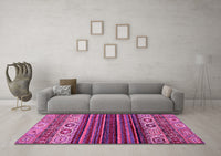 Machine Washable Abstract Pink Modern Rug, wshabs559pnk