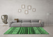 Machine Washable Abstract Emerald Green Modern Area Rugs in a Living Room,, wshabs559emgrn