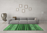 Machine Washable Abstract Emerald Green Modern Rug, wshabs559emgrn