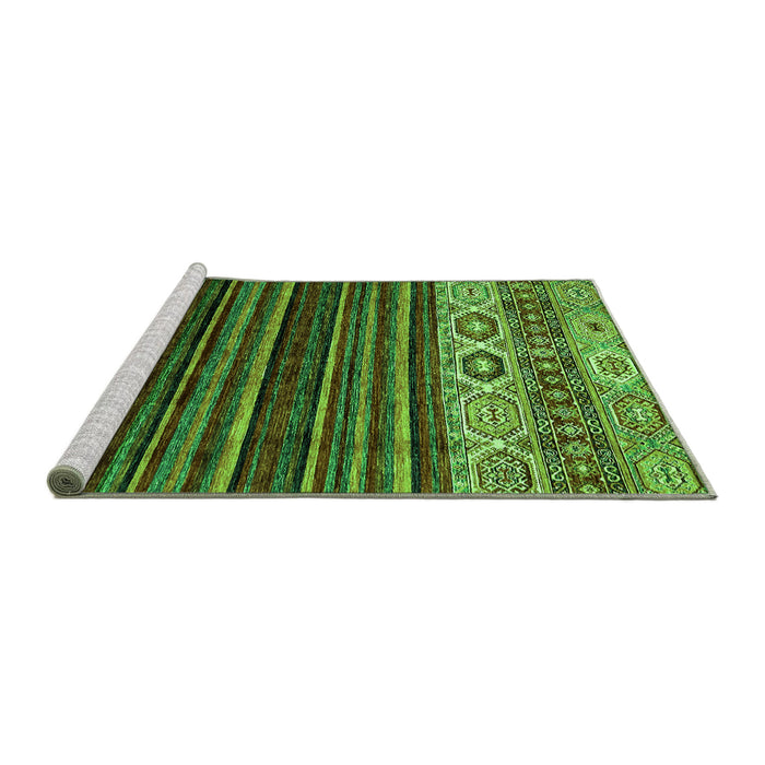 Sideview of Machine Washable Abstract Green Modern Area Rugs, wshabs559grn