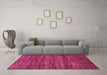 Machine Washable Abstract Pink Modern Rug in a Living Room, wshabs55pnk