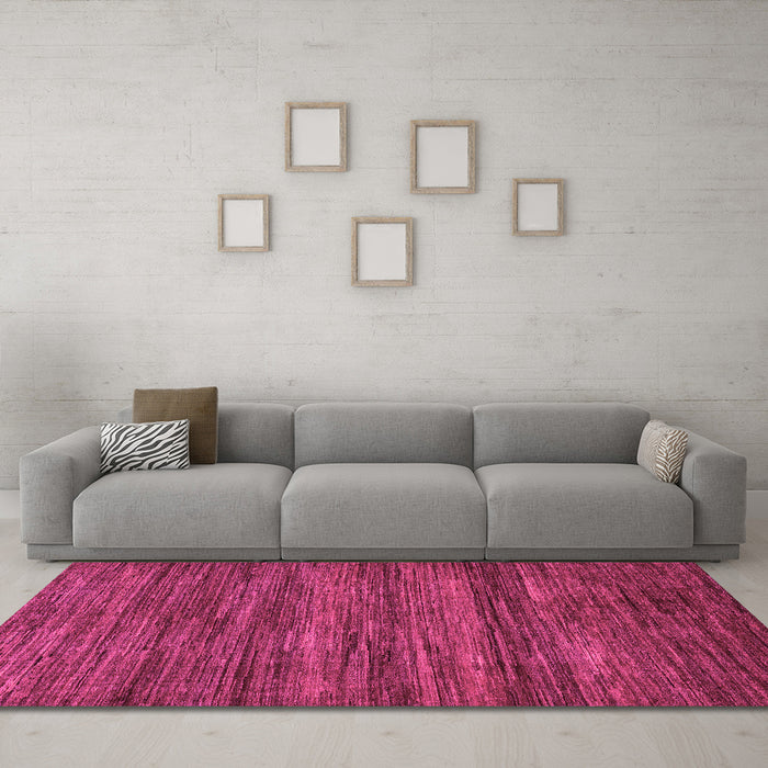Machine Washable Abstract Pink Modern Rug in a Living Room, wshabs55pnk