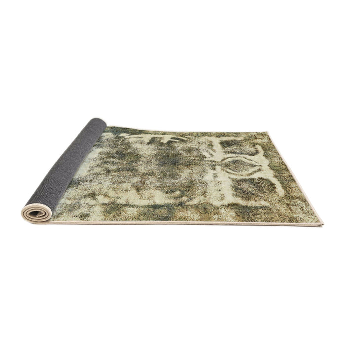 Sideview of Abstract Dark Green Modern Rug, abs560