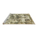 Sideview of Machine Washable Abstract Dark Moccasin Green Rug, wshabs560