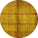 Round Abstract Yellow Modern Rug, abs5600yw