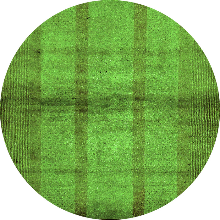 Round Machine Washable Abstract Green Modern Area Rugs, wshabs5600grn