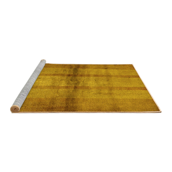 Sideview of Machine Washable Abstract Yellow Modern Rug, wshabs5600yw