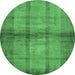 Round Abstract Emerald Green Modern Rug, abs5600emgrn