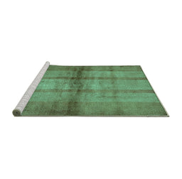 Sideview of Machine Washable Abstract Turquoise Modern Area Rugs, wshabs5600turq