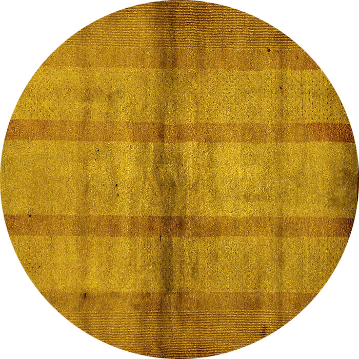 Round Machine Washable Abstract Yellow Modern Rug, wshabs5600yw