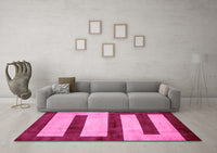 Machine Washable Abstract Pink Modern Rug, wshabs5601pnk