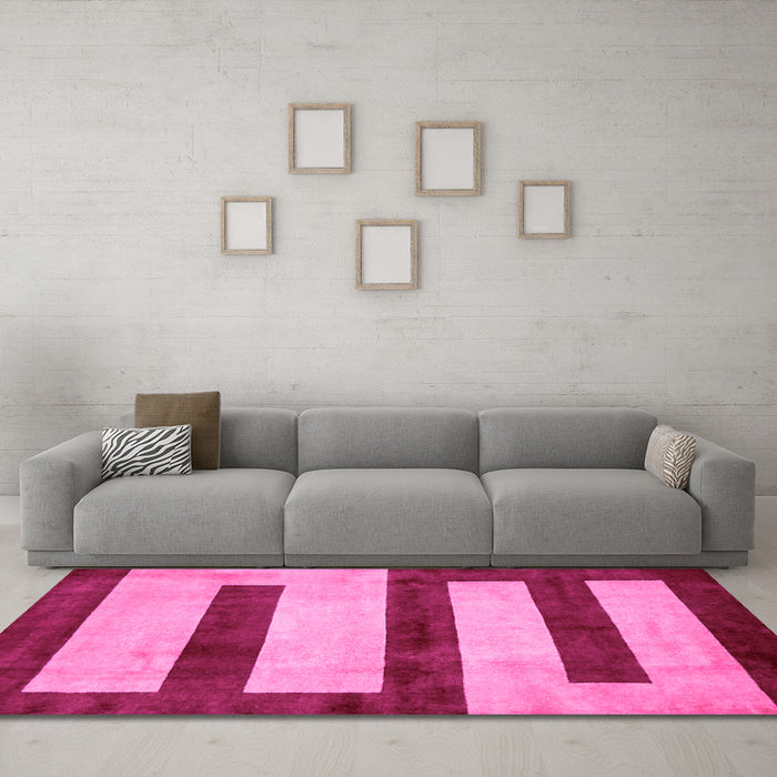Machine Washable Abstract Pink Modern Rug in a Living Room, wshabs5601pnk