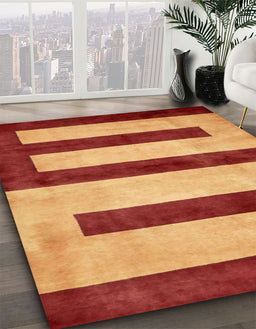 Abstract Red Modern Rug in Family Room, abs5601
