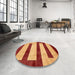 Round Abstract Red Modern Rug in a Office, abs5601