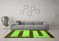 Machine Washable Abstract Green Modern Rug, wshabs5601grn