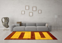 Machine Washable Abstract Yellow Modern Rug, wshabs5601yw