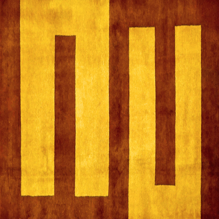 Square Abstract Yellow Modern Rug, abs5601yw