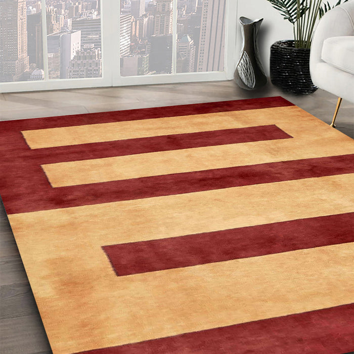 Abstract Red Modern Rug in Family Room, abs5601