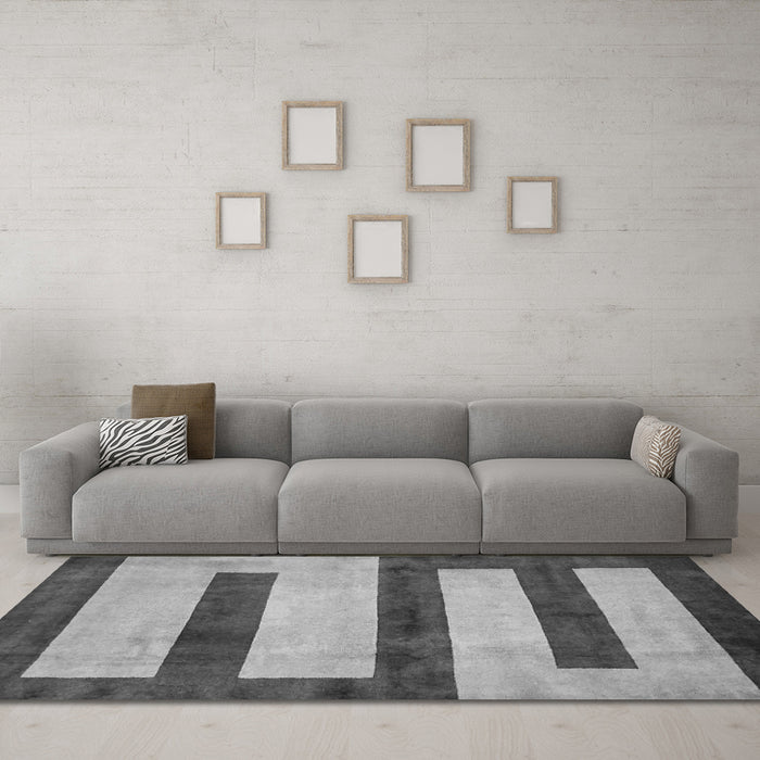 Machine Washable Abstract Gray Modern Rug in a Living Room,, wshabs5601gry