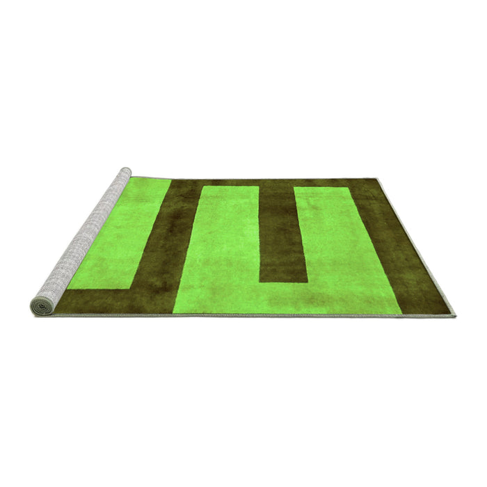 Sideview of Machine Washable Abstract Green Modern Area Rugs, wshabs5601grn
