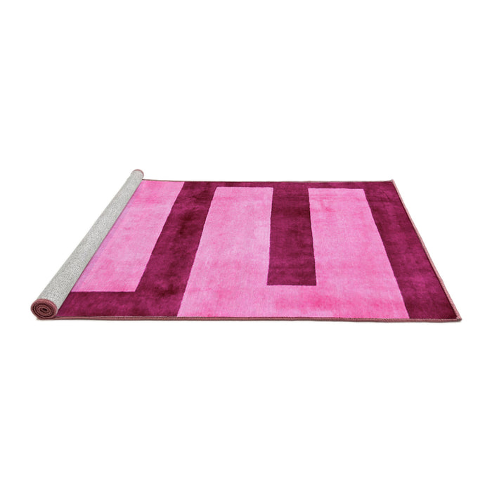 Sideview of Machine Washable Abstract Pink Modern Rug, wshabs5601pnk