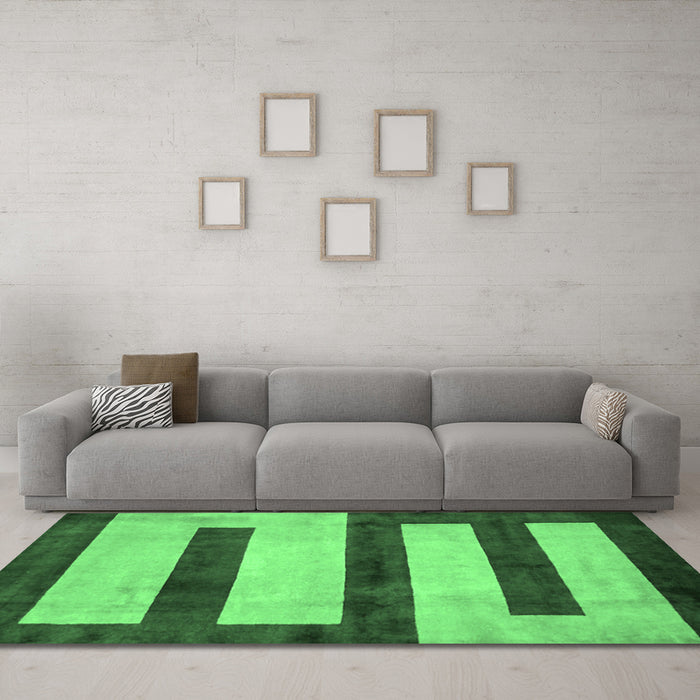Machine Washable Abstract Emerald Green Modern Area Rugs in a Living Room,, wshabs5601emgrn