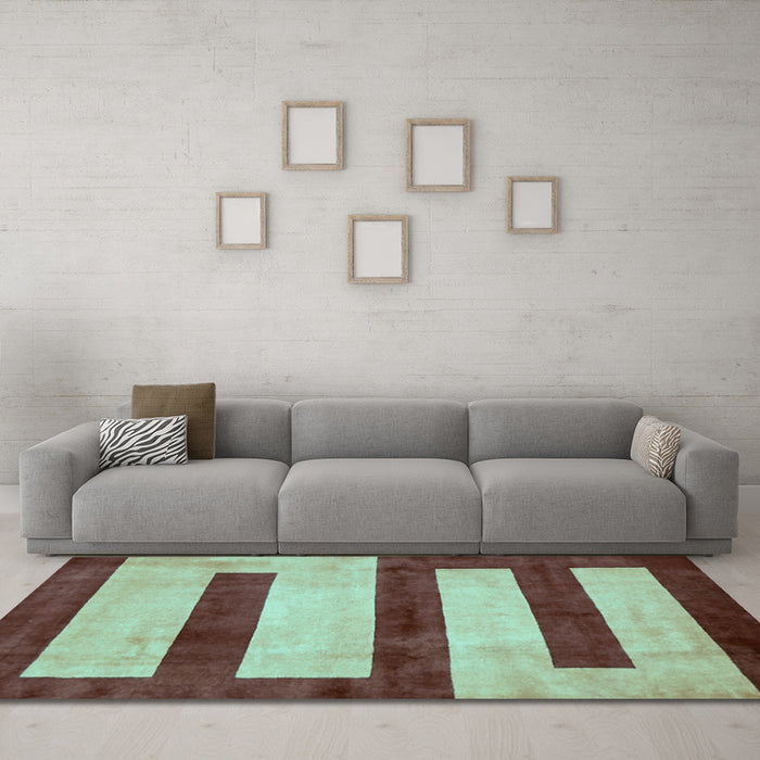 Machine Washable Abstract Light Blue Modern Rug in a Living Room, wshabs5601lblu