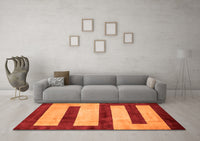 Machine Washable Abstract Orange Modern Rug, wshabs5601org